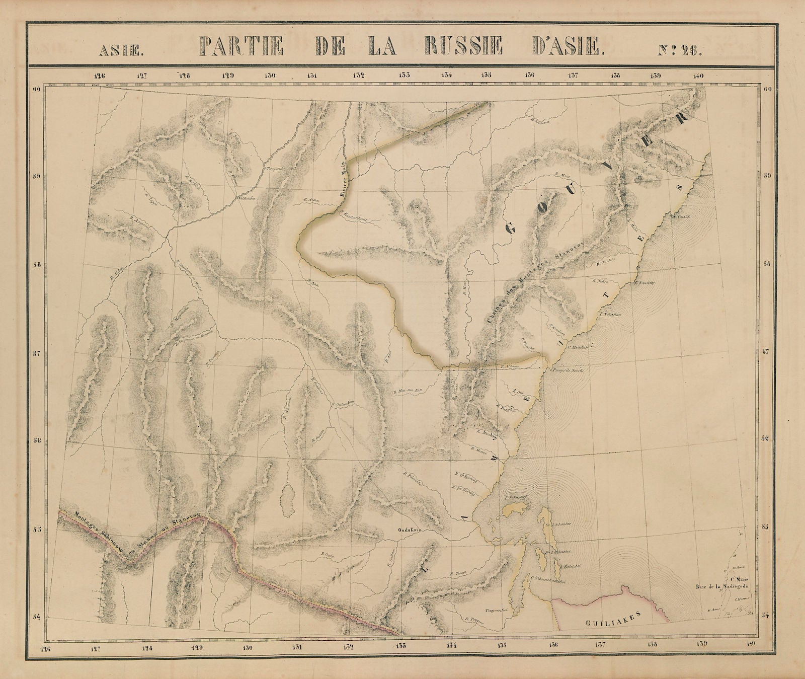 Russie d'Asie #26 Russian Far East. Khabarovsky Sakha Amur VANDERMAELEN 1827 map